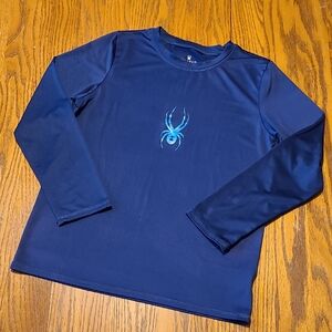 Spyder Navy Shirt with Blue Spider Logo Long Sleeves - Boy's Medium